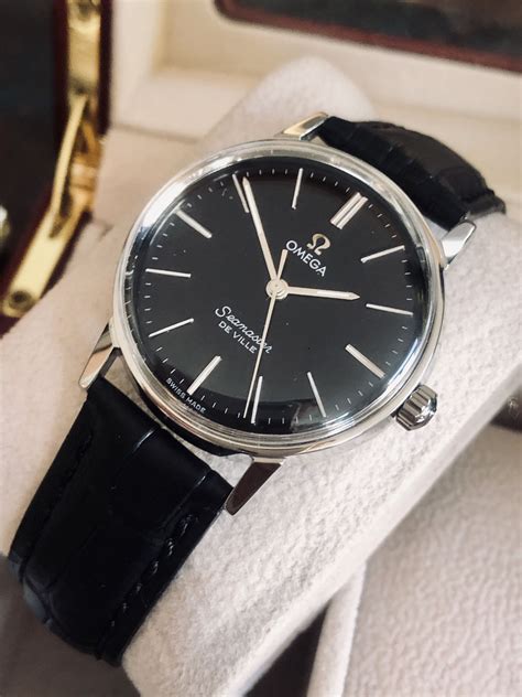 vintage omega watch black face